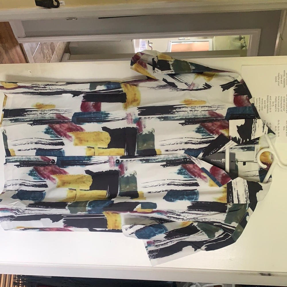 Colorful Block Brush Graffiti Casual Shirt